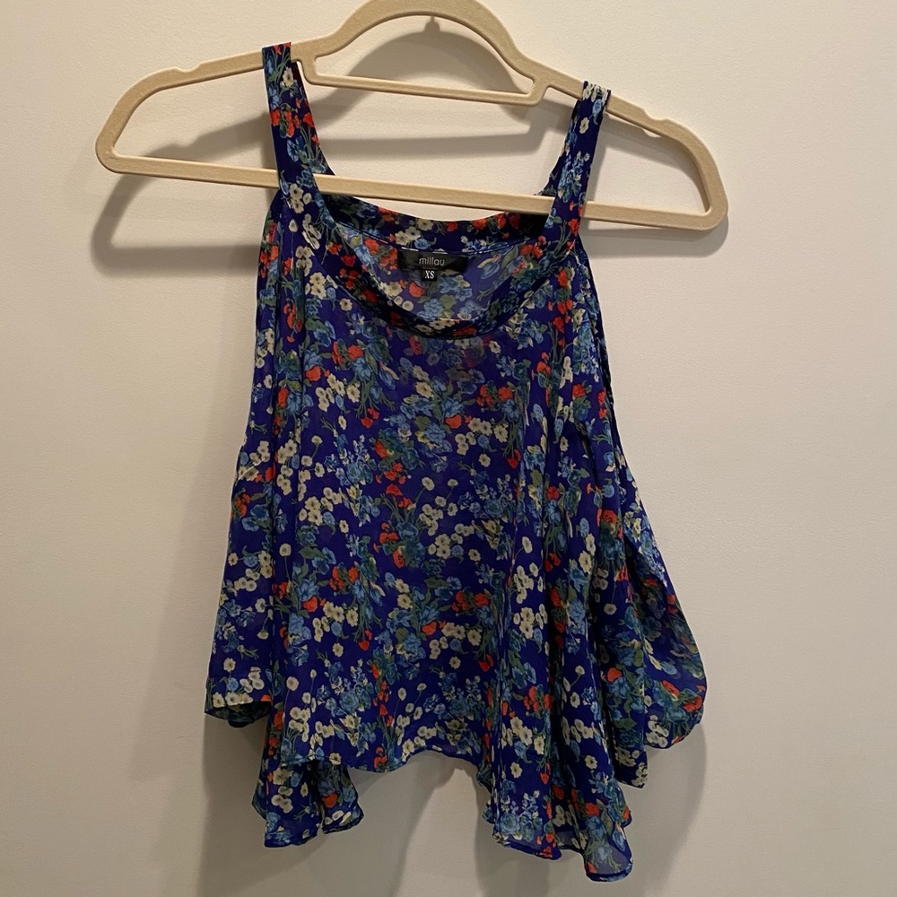 LF Millau Open Shoulder Floral Blouse NWOT